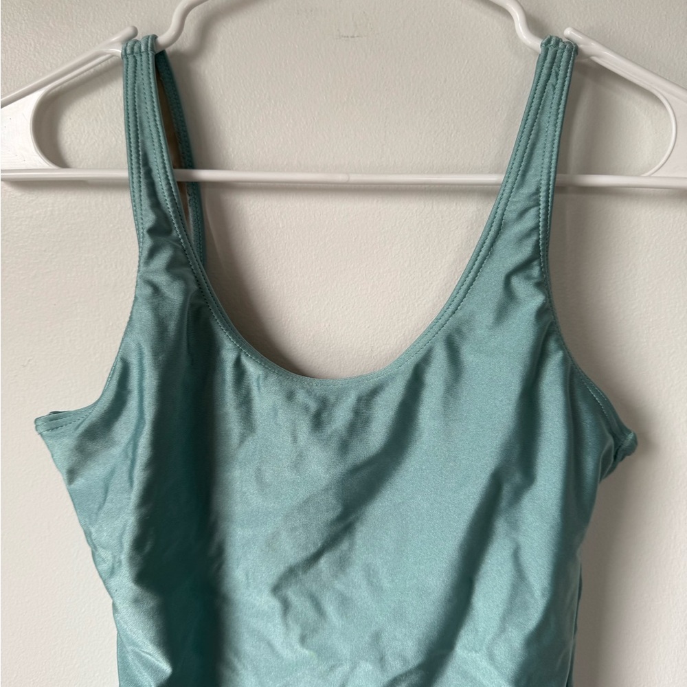 American Apparel Size M Sleek Teal One-Piece Swimsuit - Picture 3 of 6